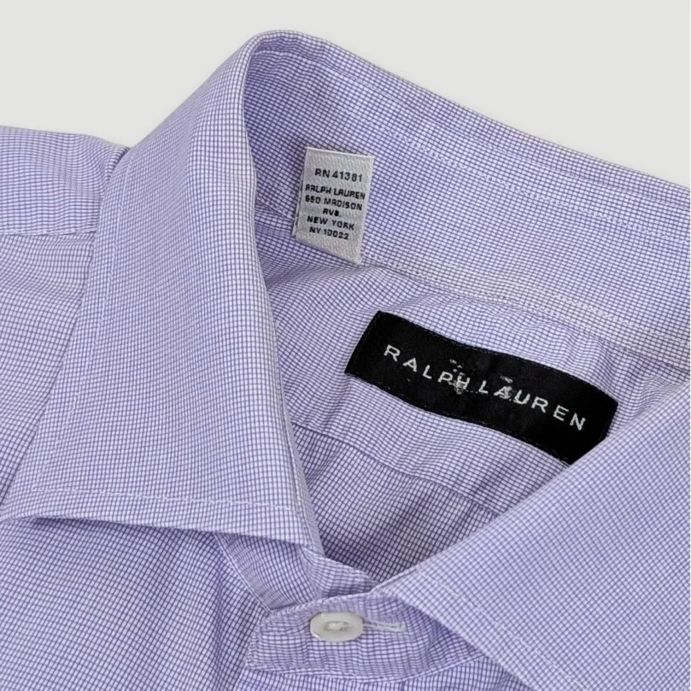 Ralph Lauren Black Label Dress Shirt Mens 17 Purple Made in Italy‎ Luxury Cotton